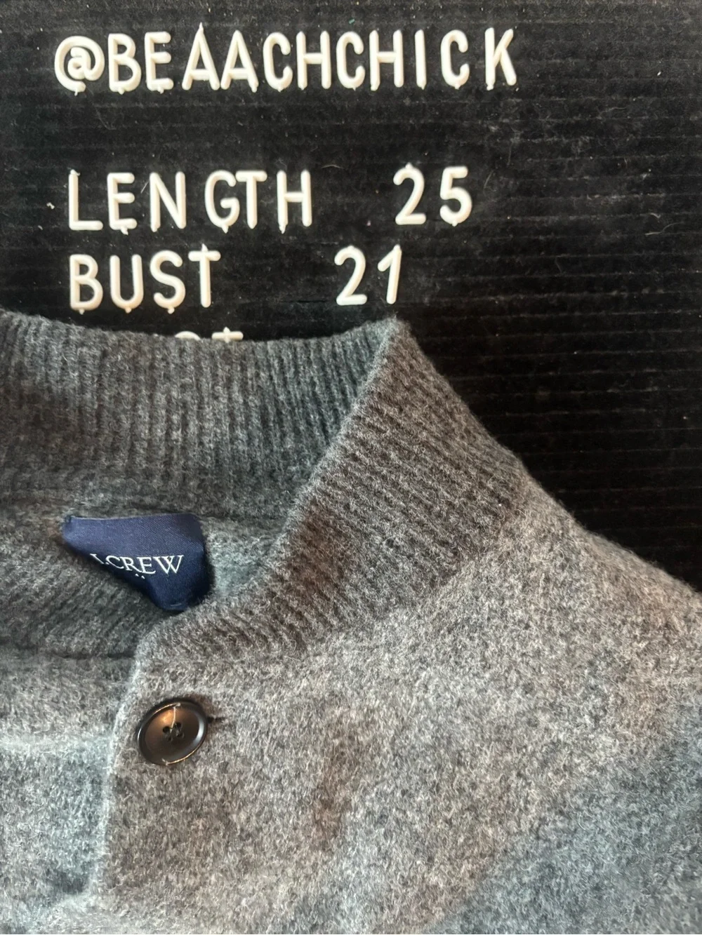 J Crew Bomber Sweater Mens Gray Cardigan 100% Lambswool Charcoal G9128 M READ